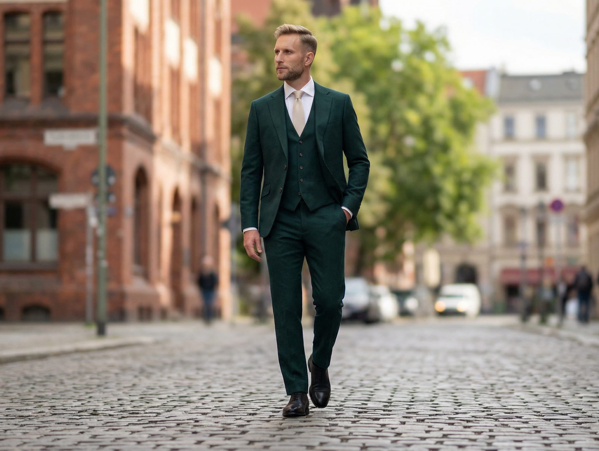 Natürlich anders heiraten – Beige & Grün als Hochzeitsanzug