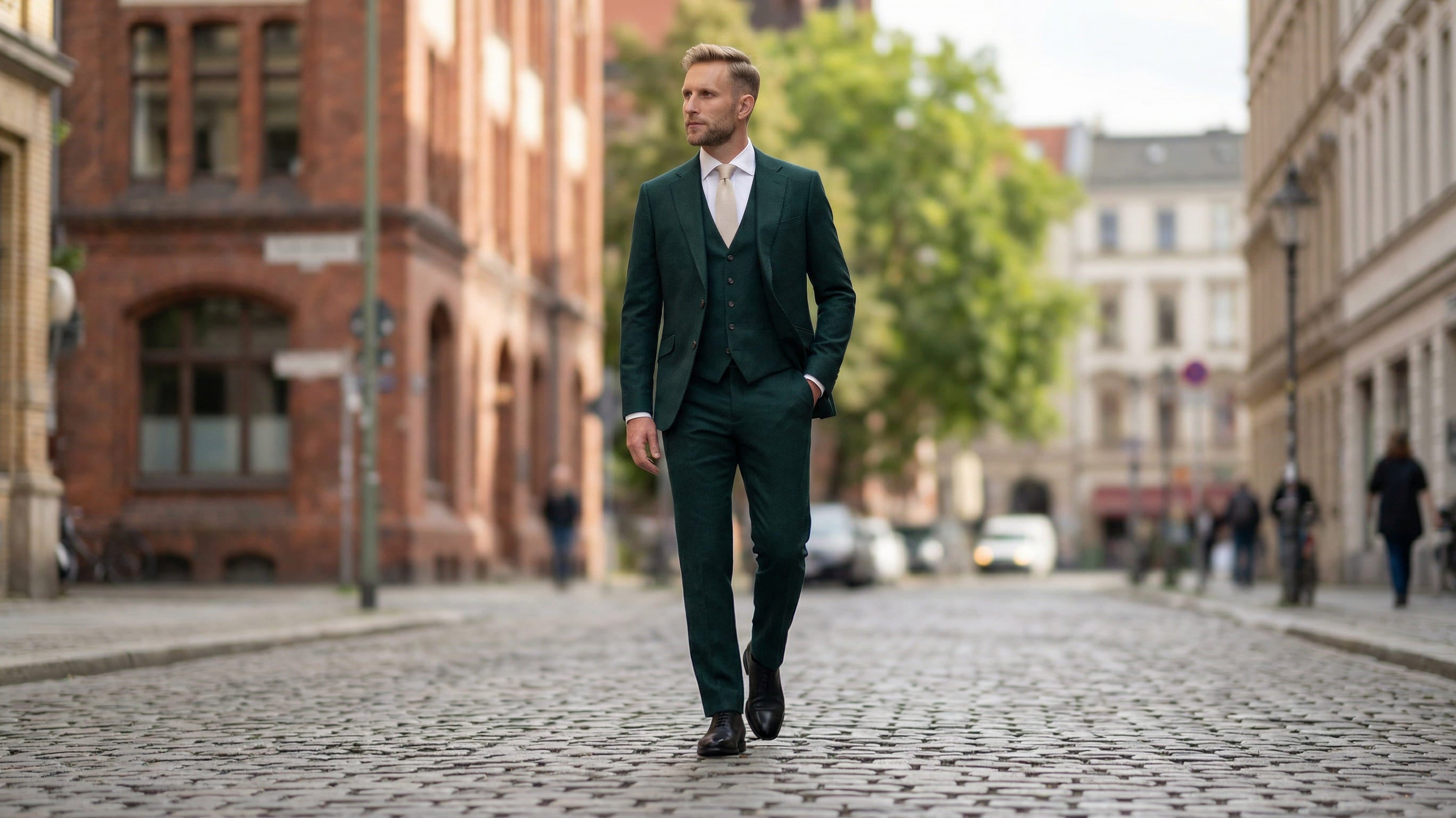 Natürlich anders heiraten – Beige & Grün als Hochzeitsanzug