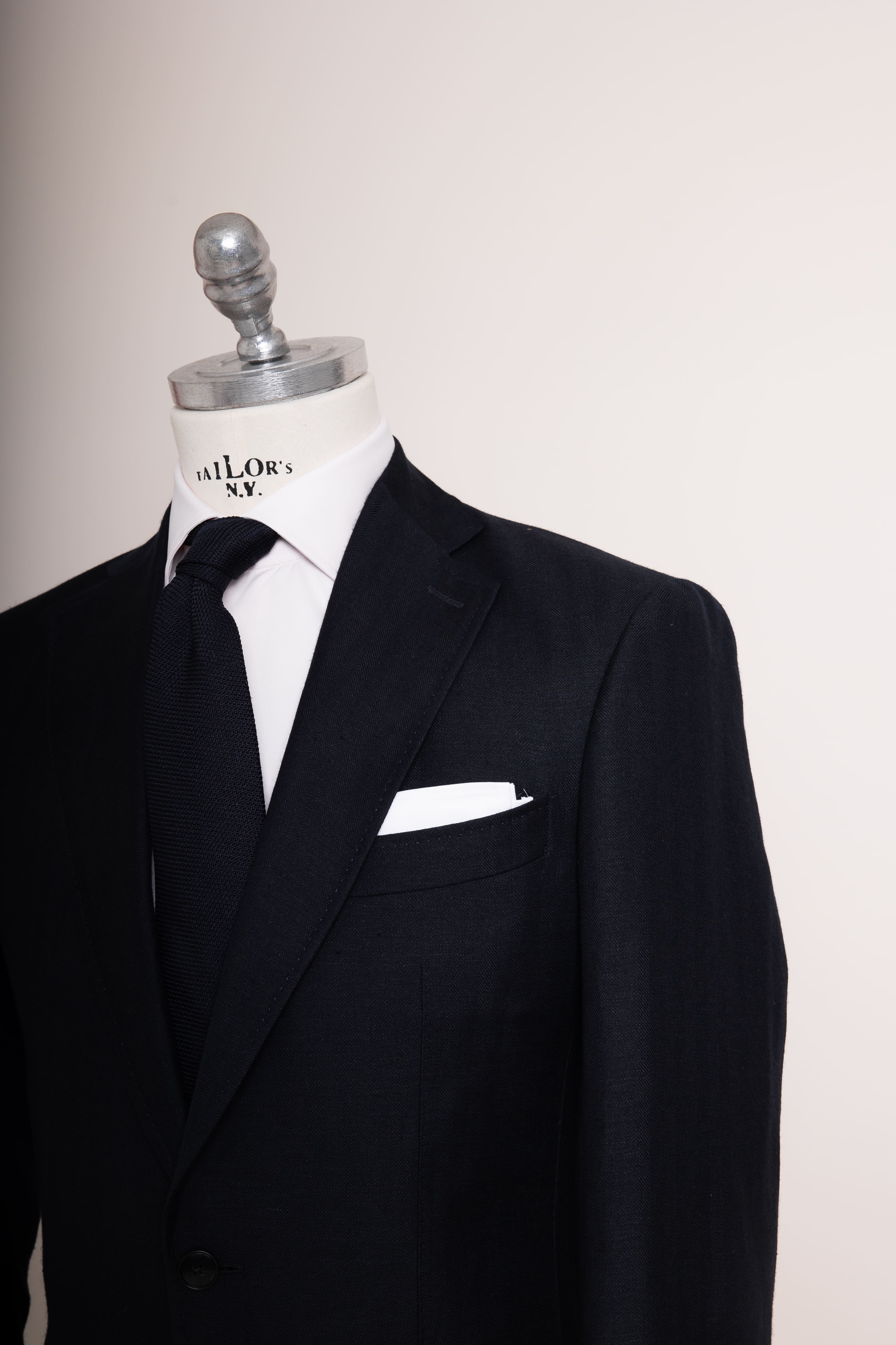 Anzug Heringbone Heritage mitternachtsblau schräg