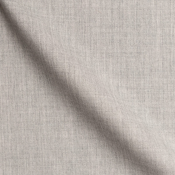 Nahaufnahme der hellgrauen melierten Stoffprobe