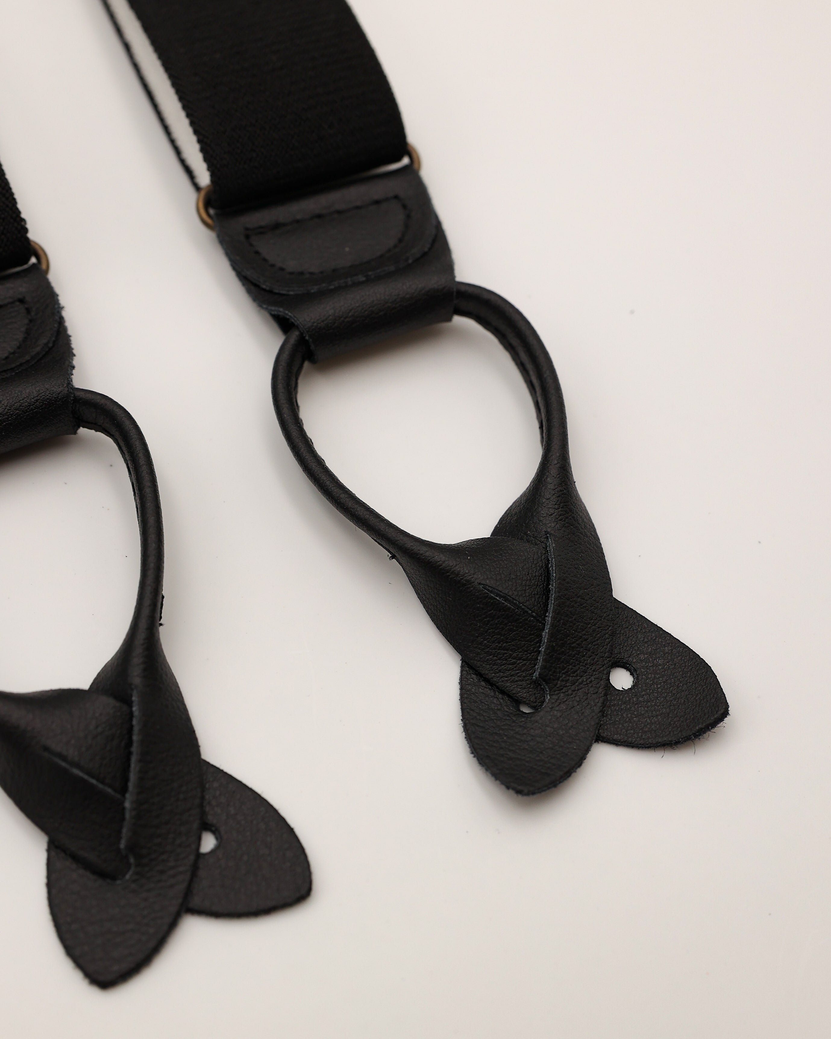 Hosenträger in schwarz Lederriemen