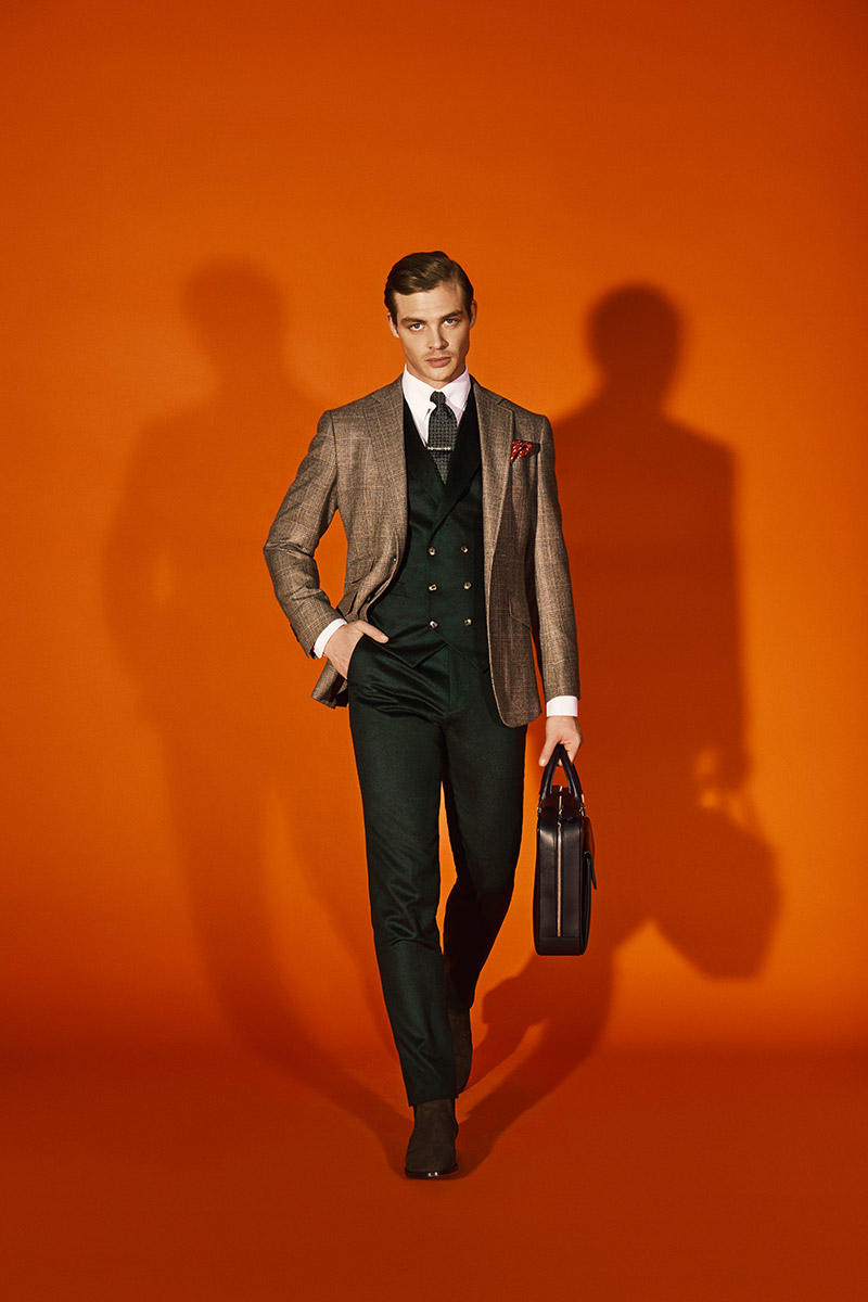 lookbook orange maßjacket maßweste maßhemd kaschmir david schuetter