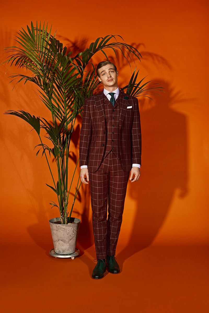 lookbook orange david schuetter special maßanzug baumwolle baumwolltwill