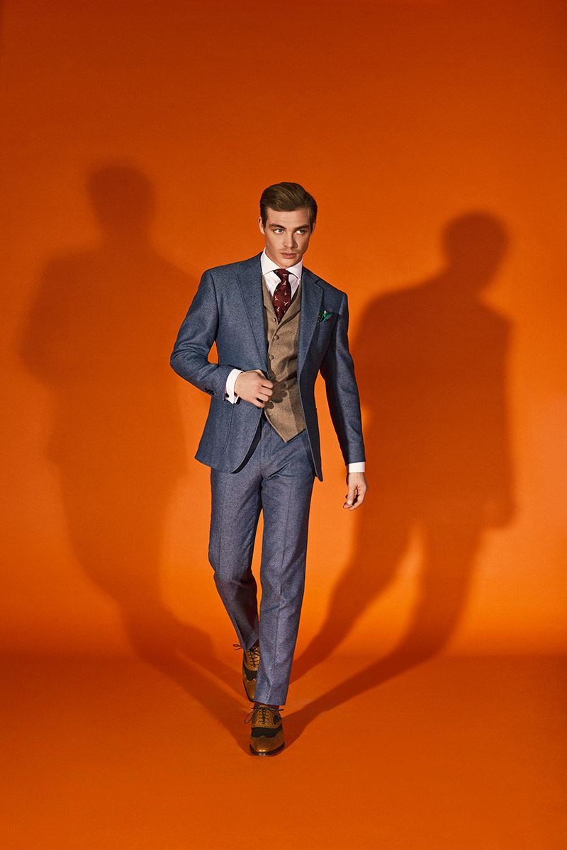 lookbook orange maßanzug maßhemd maßweste david schuetter