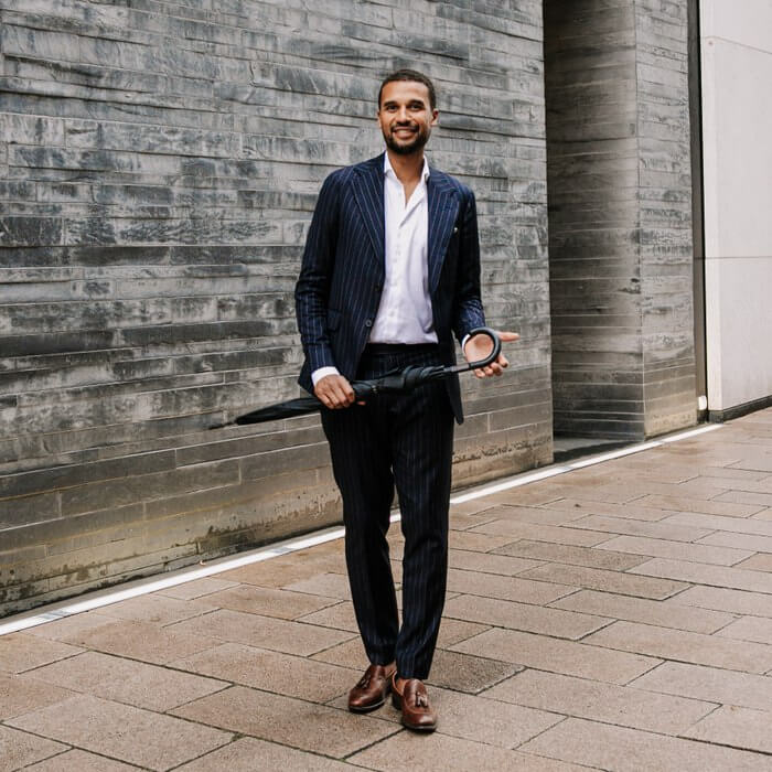 blau gestreifter anzug rooks and rocks business