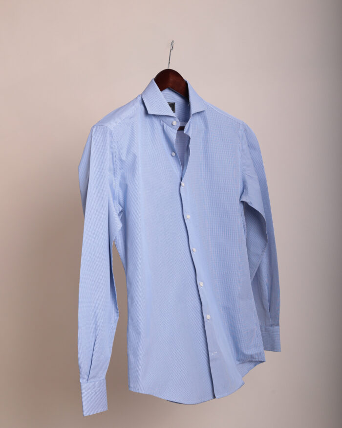 HERRENHEMD MITTELBLAU KARIERT